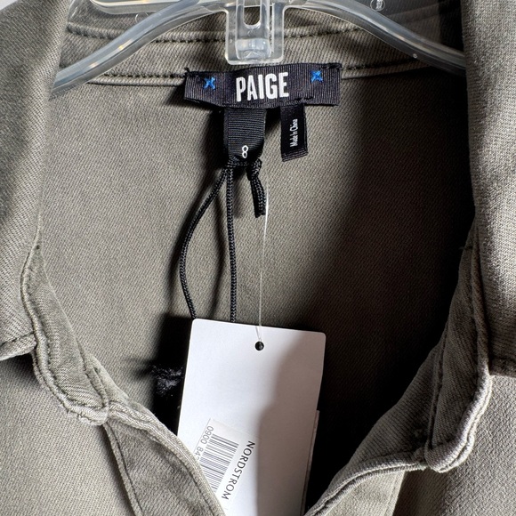 NEW PAIGE Jaxyn Olive Utility Dress with Tie Waist size 8 - Picture 8 of 10